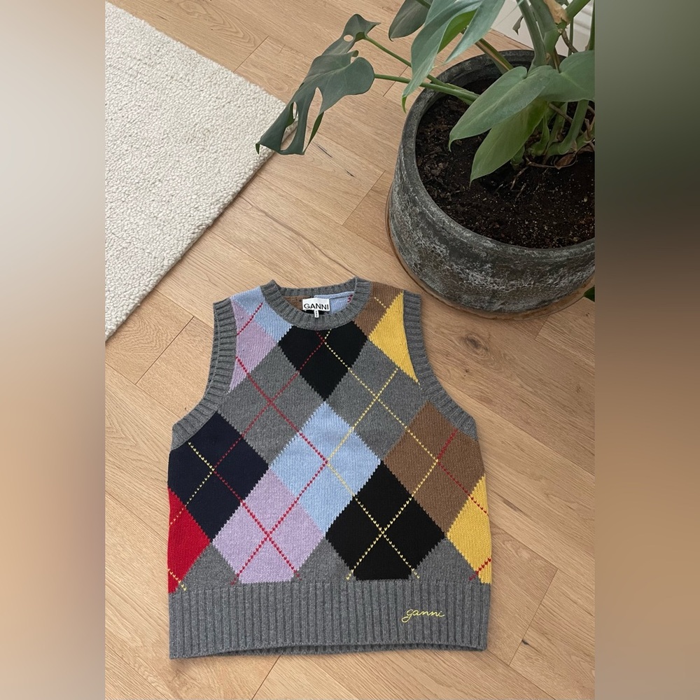 Ganni Argyle Sweater Vest